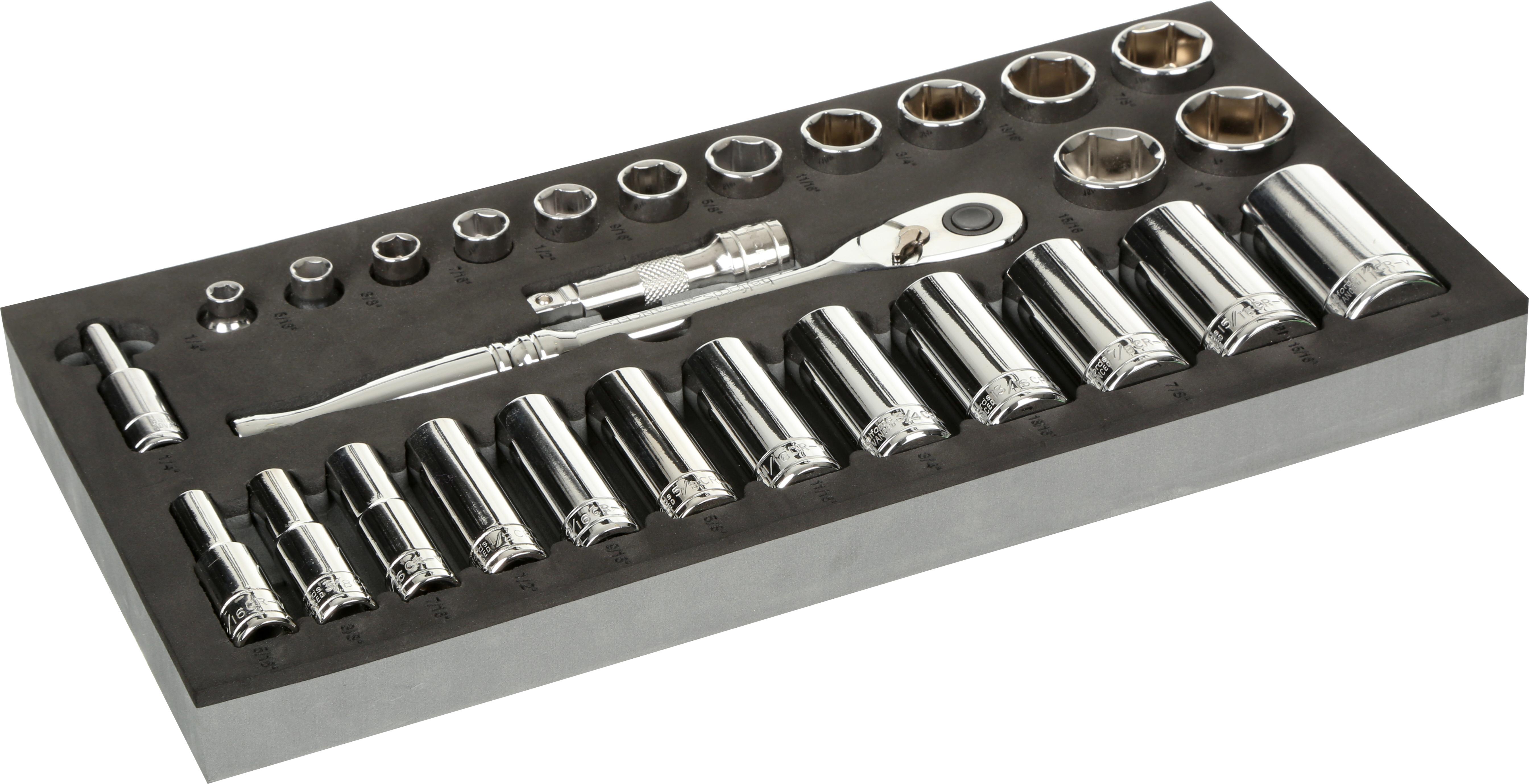 Halfords Advanced 28 Piece 3/8 Inch A/F Socket Set Modular Tray