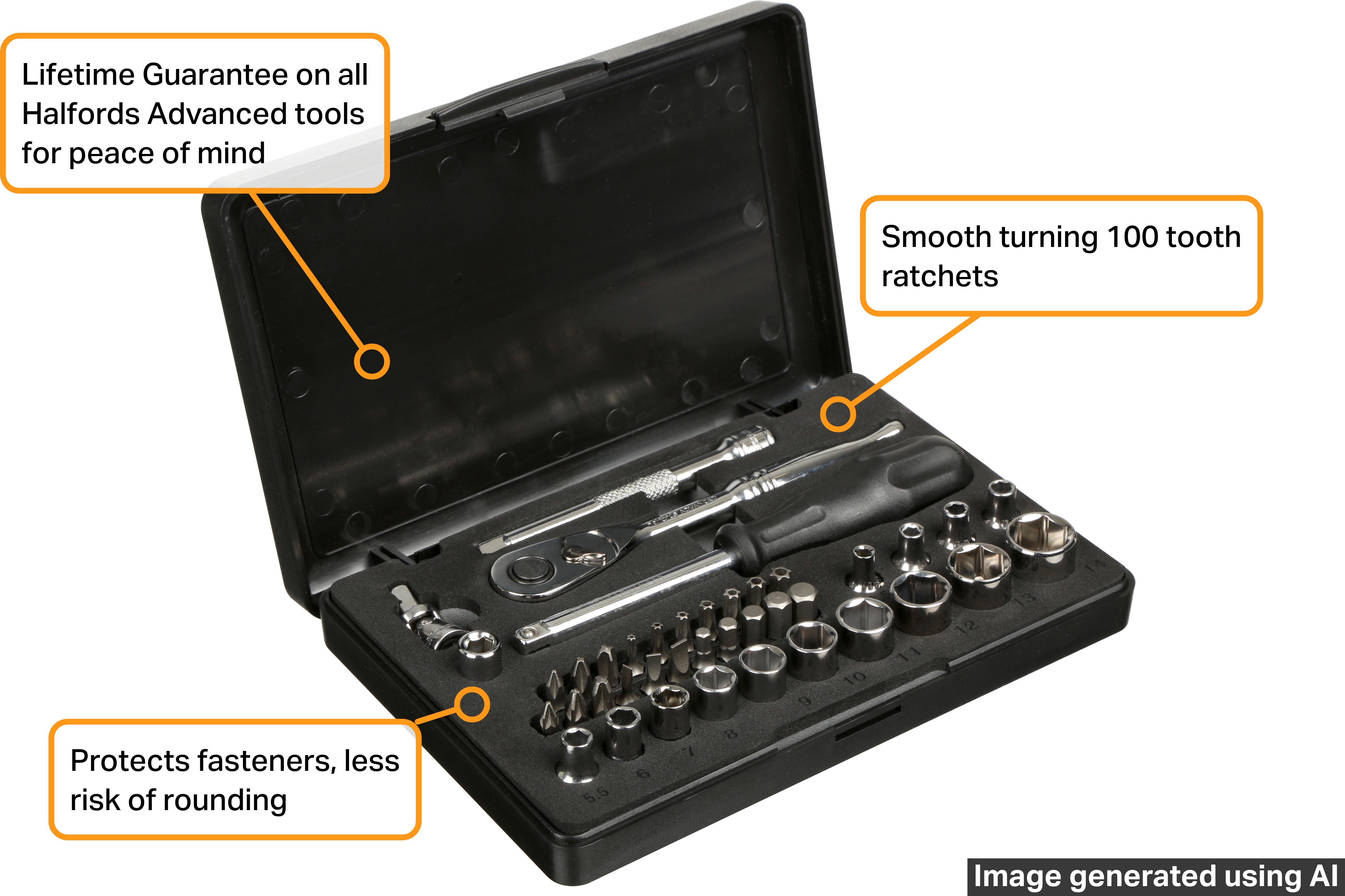 Halfords Advanced 40 Piece 1/4" Socket Set