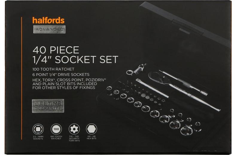 Halfords Advanced 40 Piece 1/4" Socket Set Halfords Advanced 40 Piece 1/4" Socket Set