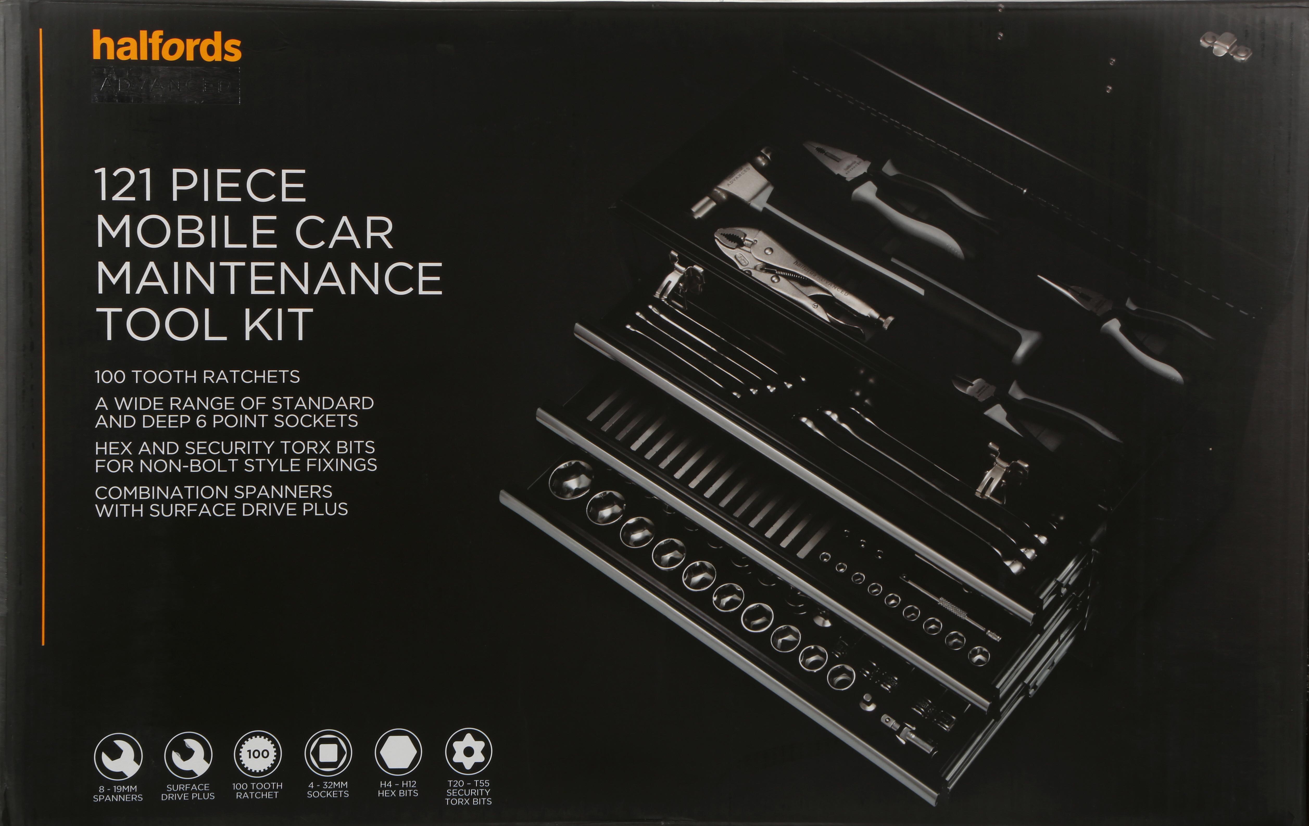 Halfords Advanced 121 Piece Mobile Car Maintenance Tool Kit