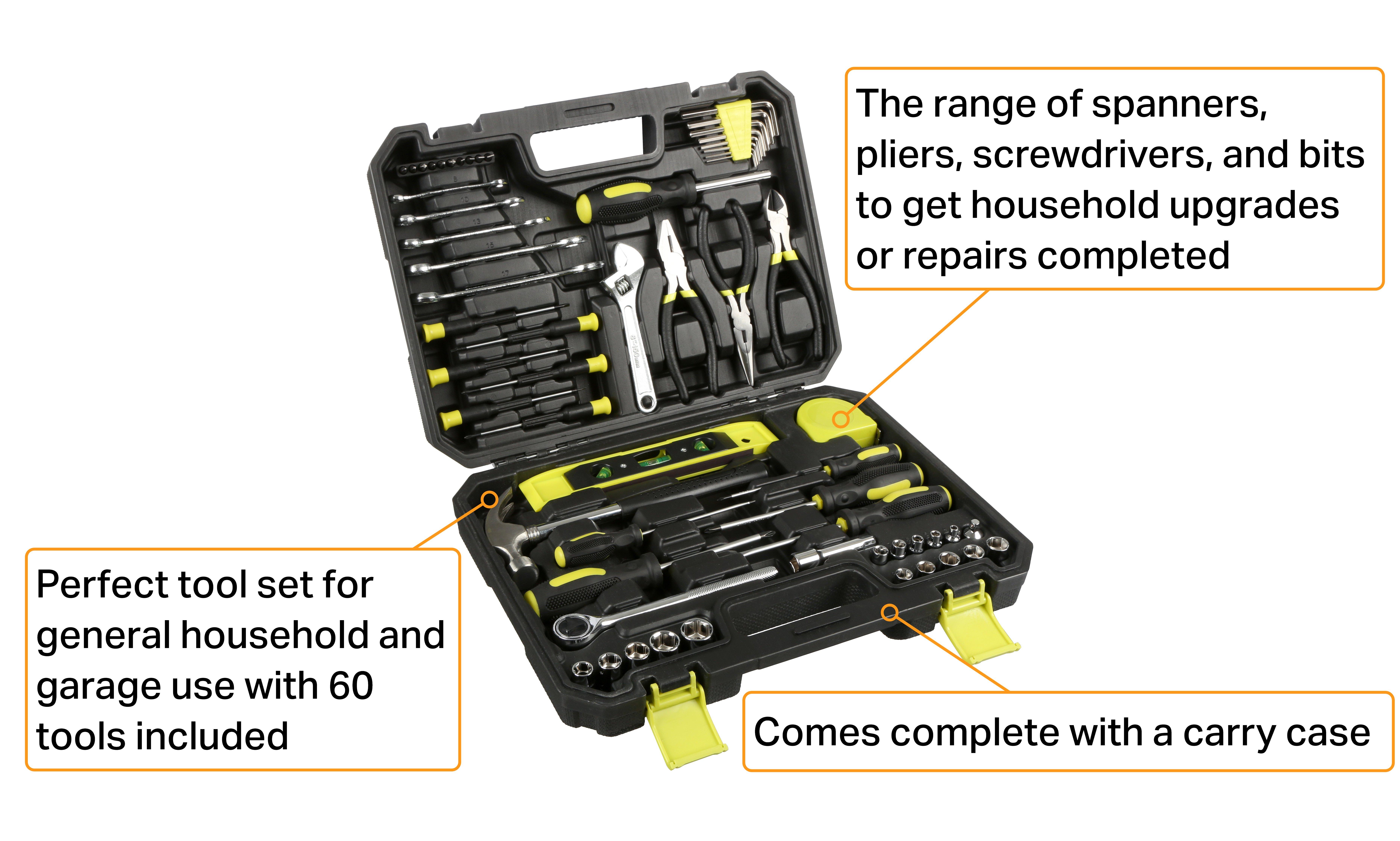 Halfords Essentials 60 Piece Home and Garage Tool Kit