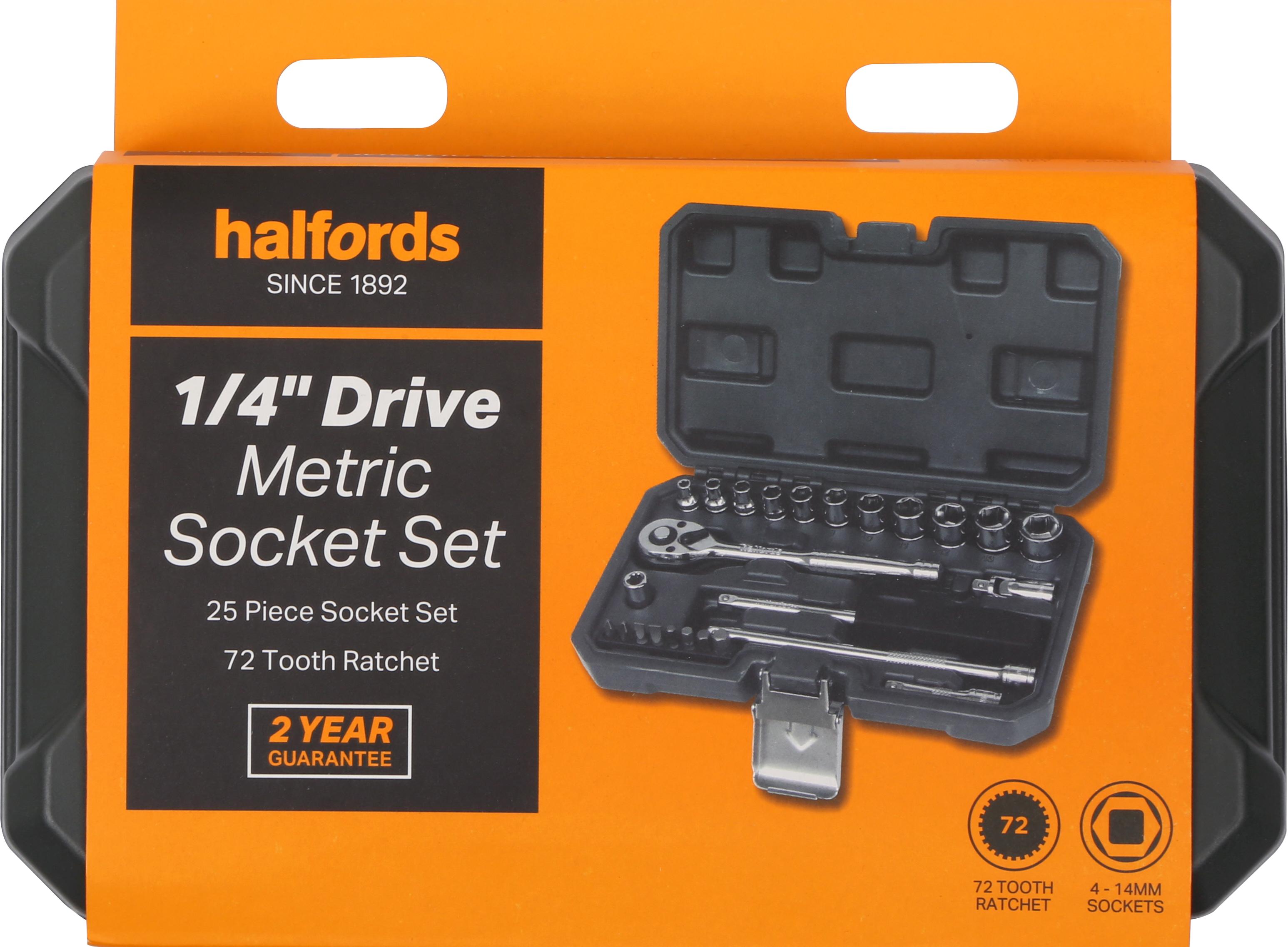 Halfords 1/4" 25 Piece Drive Metric Socket Set