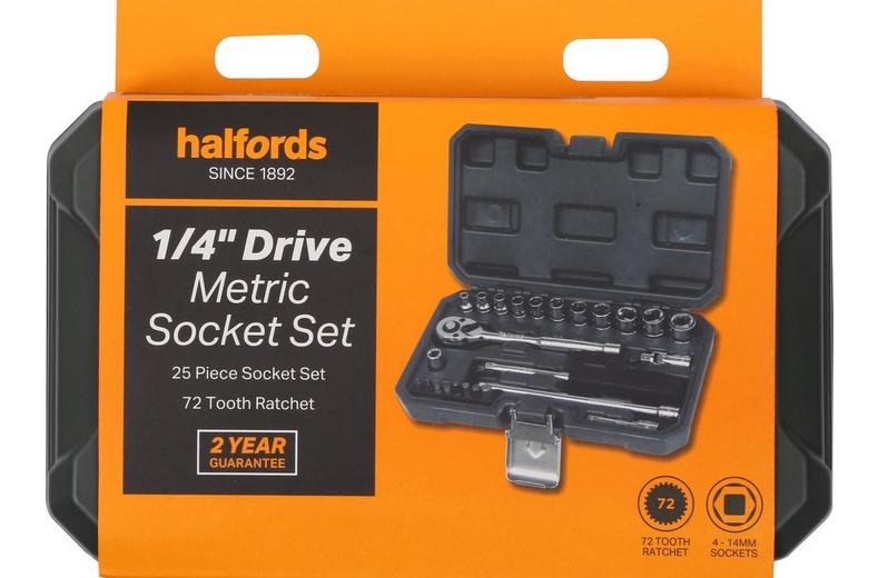 Halfords 1/4" 25 Piece Drive Metric Socket Set Halfords 1/4" 25 Piece Drive Metric Socket Set