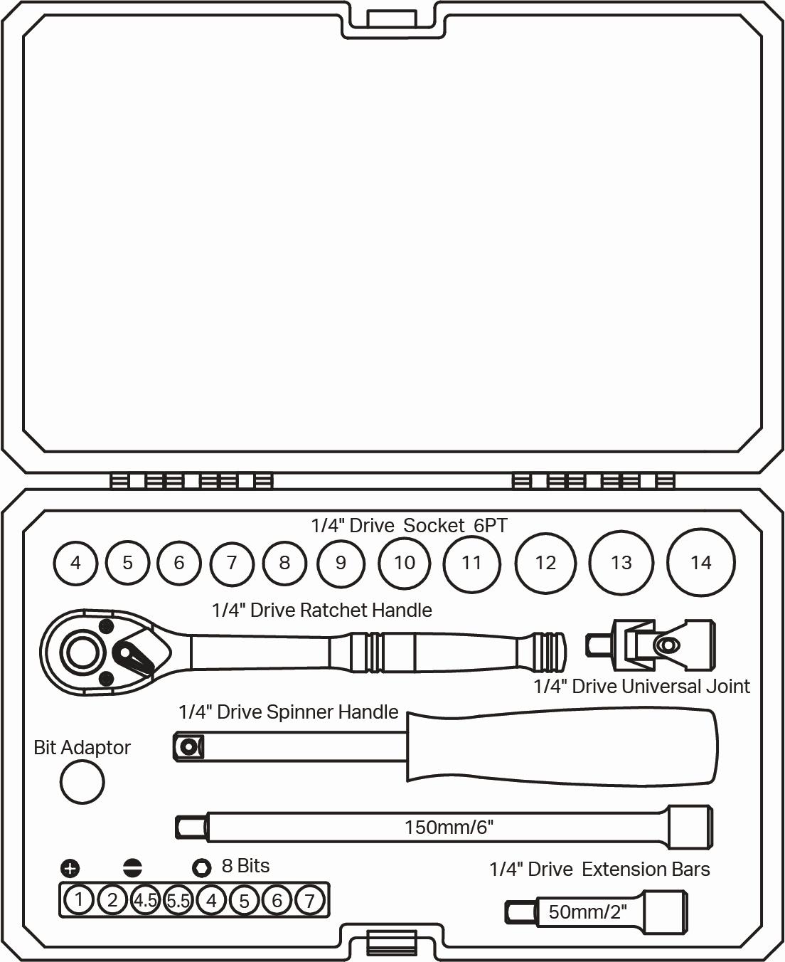 Halfords 1/4" 25 Piece Drive Metric Socket Set