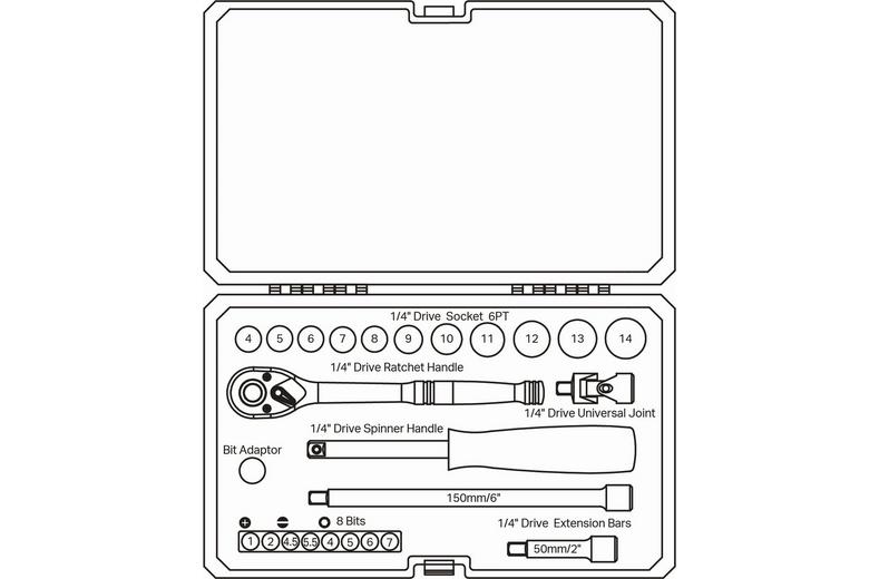 Halfords 1/4" 25 Piece Drive Metric Socket Set Halfords 1/4" 25 Piece Drive Metric Socket Set