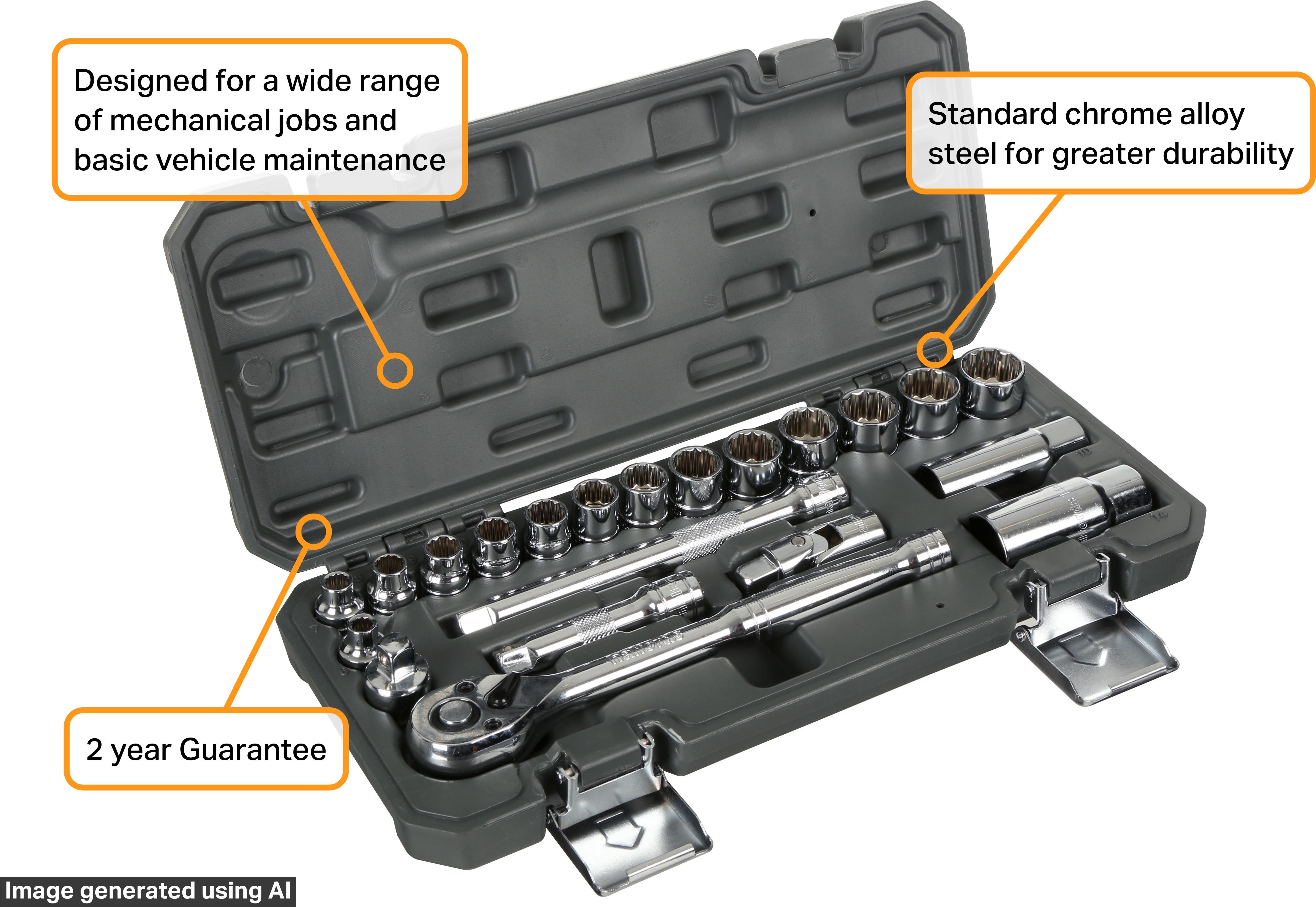 Halfords 21 Piece 3/8" Drive Metric Socket Set