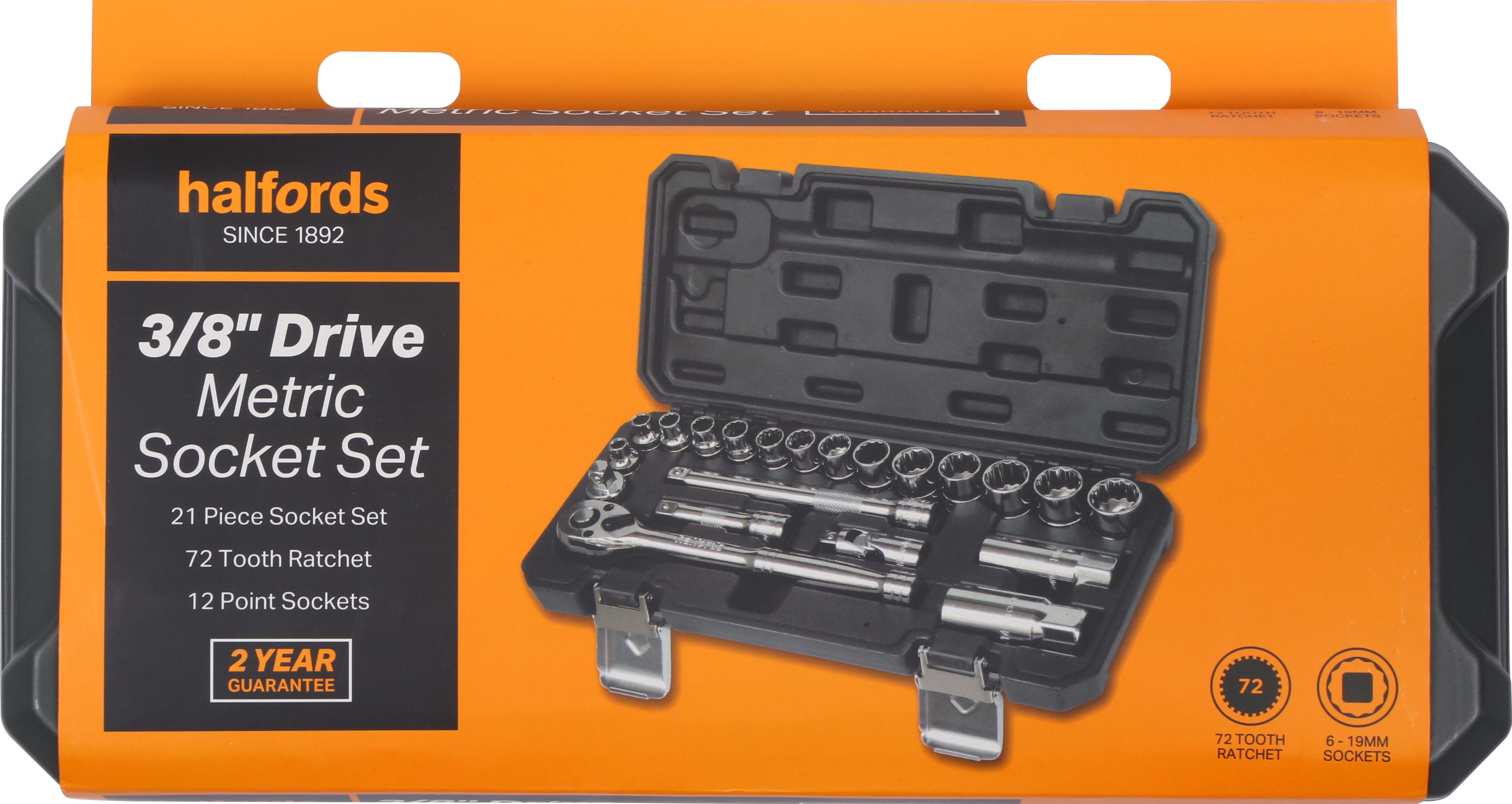 Halfords 21 Piece 3/8" Drive Metric Socket Set
