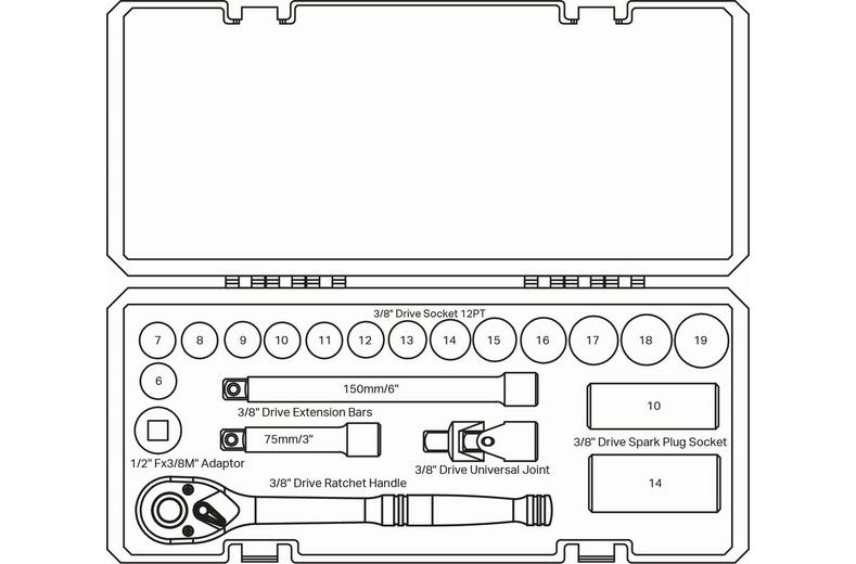 Halfords 21 Piece 3/8" Drive Metric Socket Set Halfords 21 Piece 3/8" Drive Metric Socket Set