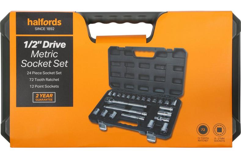 Halfords 24 Piece 1/2" Drive Metric Socket Set Halfords 24 Piece 1/2" Drive Metric Socket Set