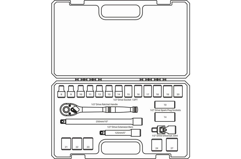 Halfords 24 Piece 1/2" Drive Metric Socket Set Halfords 24 Piece 1/2" Drive Metric Socket Set
