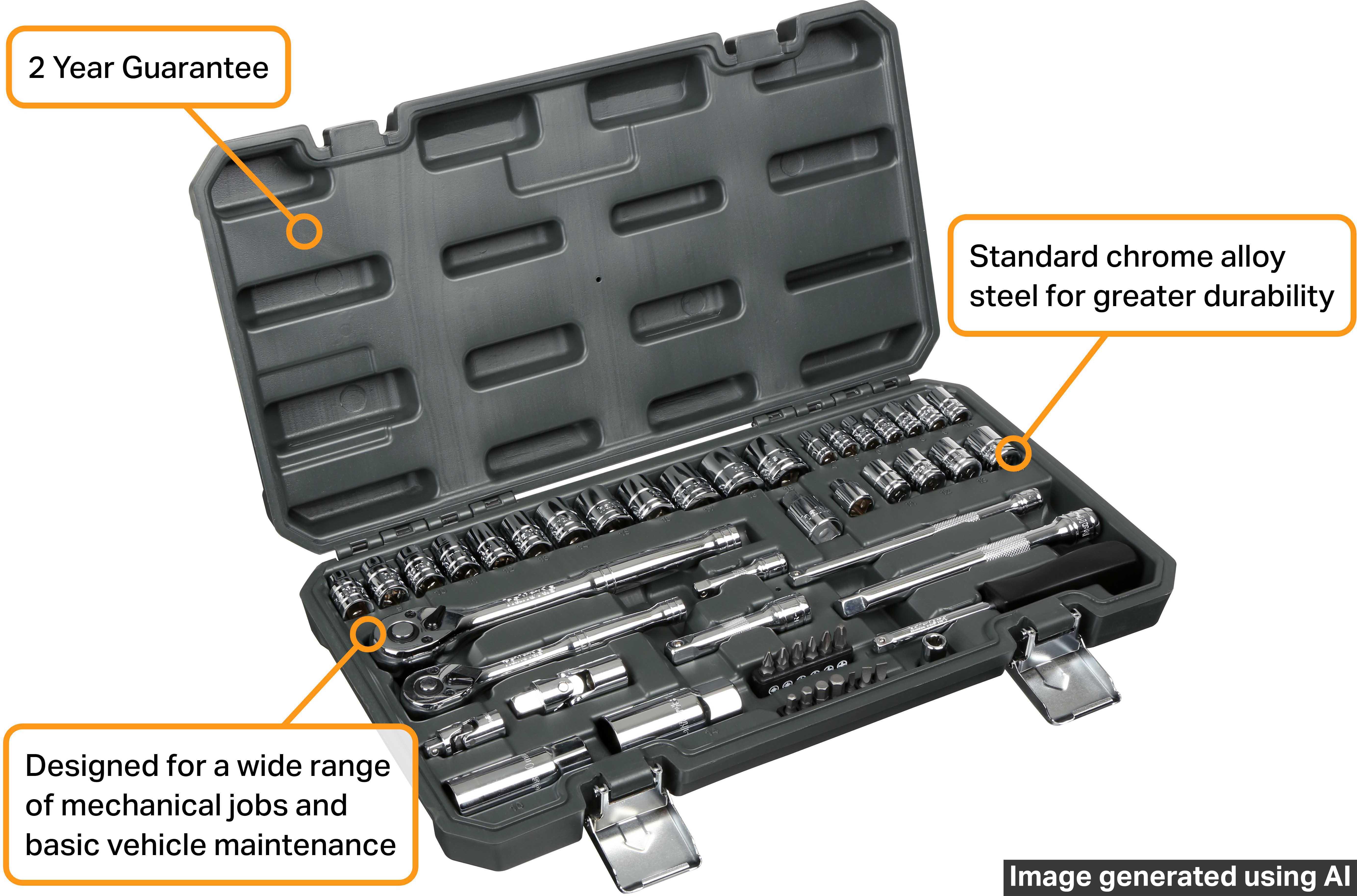 Halfords 50 Piece 1/4" & 3/8" Drive Metric Socket Set
