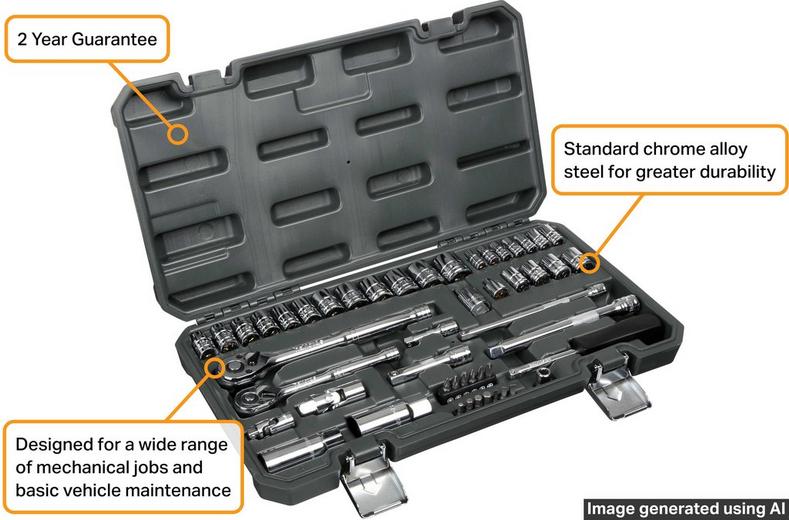Halfords 50 Piece 1/4" & 3/8" Drive Metric Socket Set Halfords 50 Piece 1/4" & 3/8" Drive Metric Socket Set