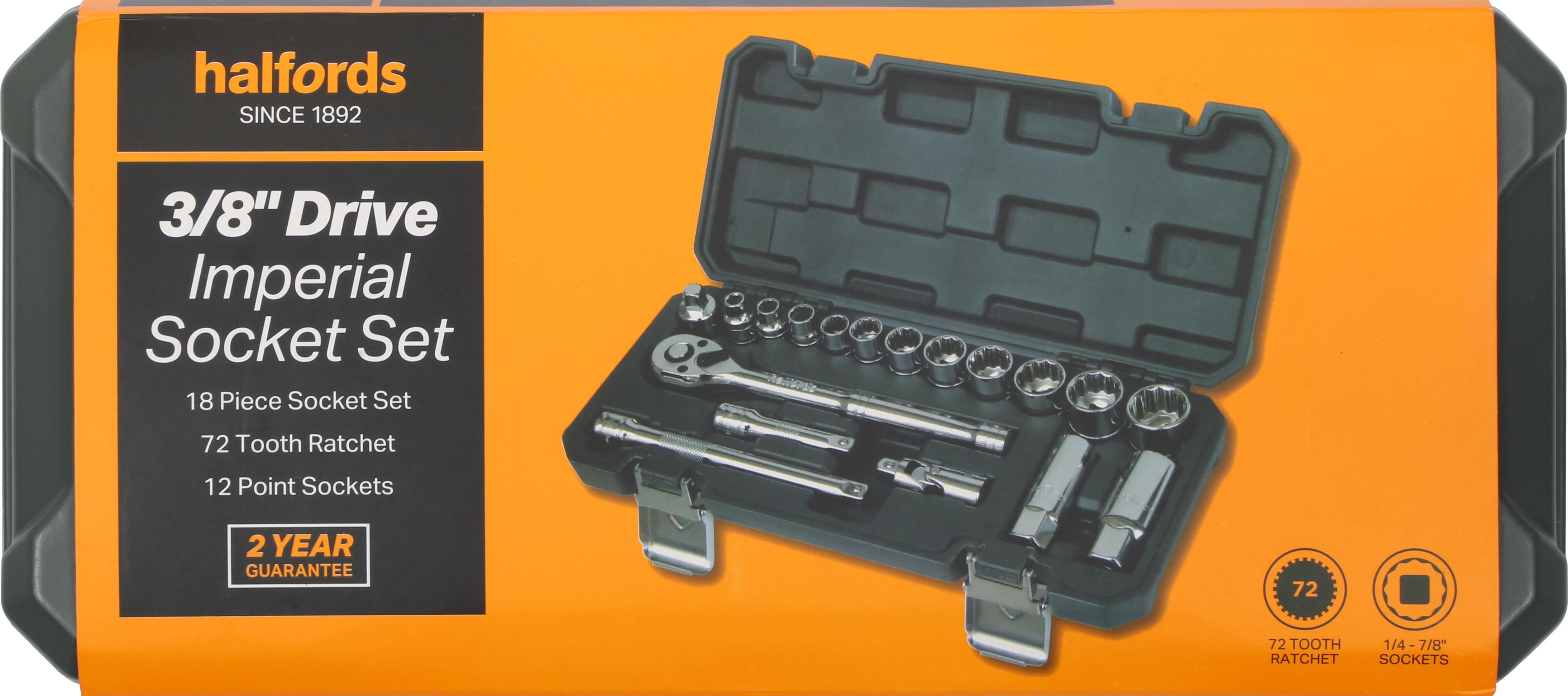 Halfords 18 Piece 3/8" Drive Imperial Socket Set