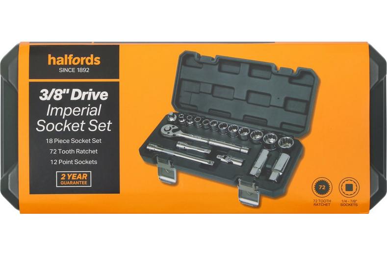 Halfords 18 Piece 3/8" Drive Imperial Socket Set Halfords 18 Piece 3/8" Drive Imperial Socket Set