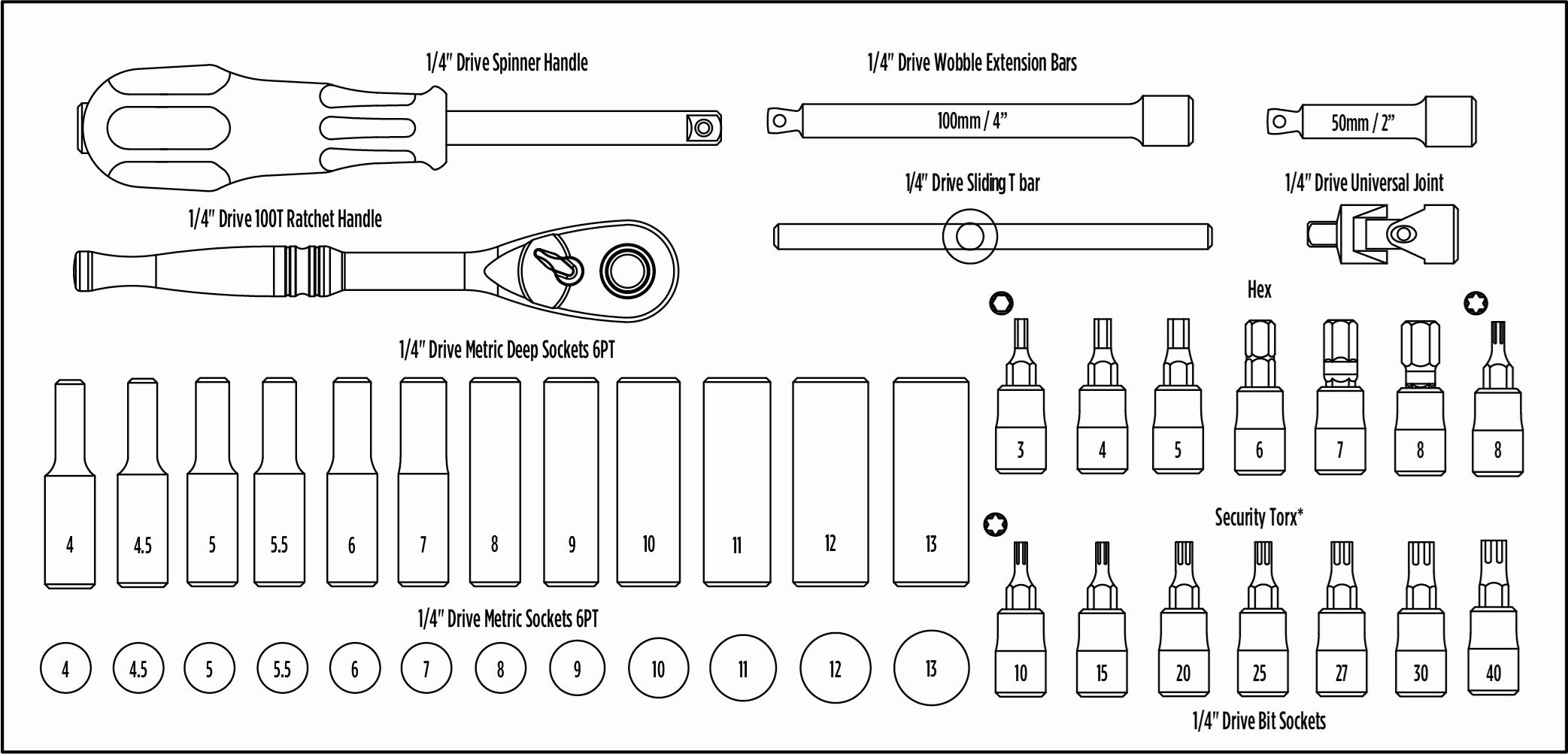 Halfords Advanced 44 Piece 1/4" Socket Set Modular Tray