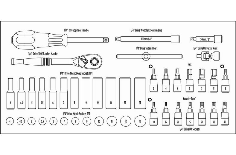 Halfords Advanced 44 Piece 1/4" Socket Set Modular Tray Halfords Advanced 44 Piece 1/4" Socket Set Modular Tray