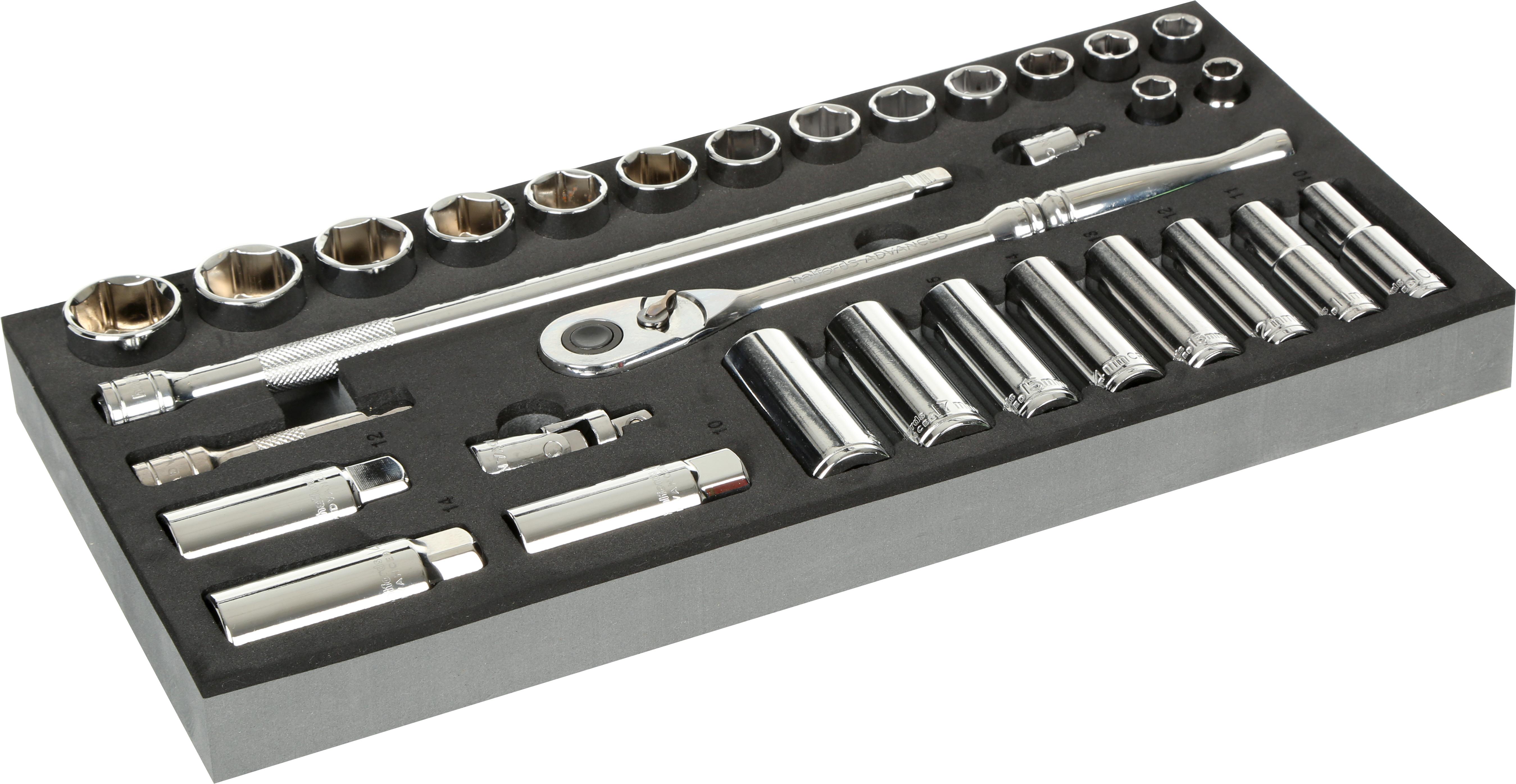 Halfords Advanced 31 Piece 3/8 Inch Socket Set Modular Tray