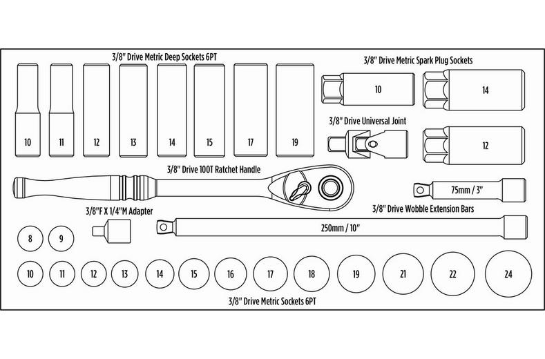 Halfords Advanced 31 Piece 3/8" Socket Set Modular Tray Halfords Advanced 31 Piece 3/8" Socket Set Modular Tray