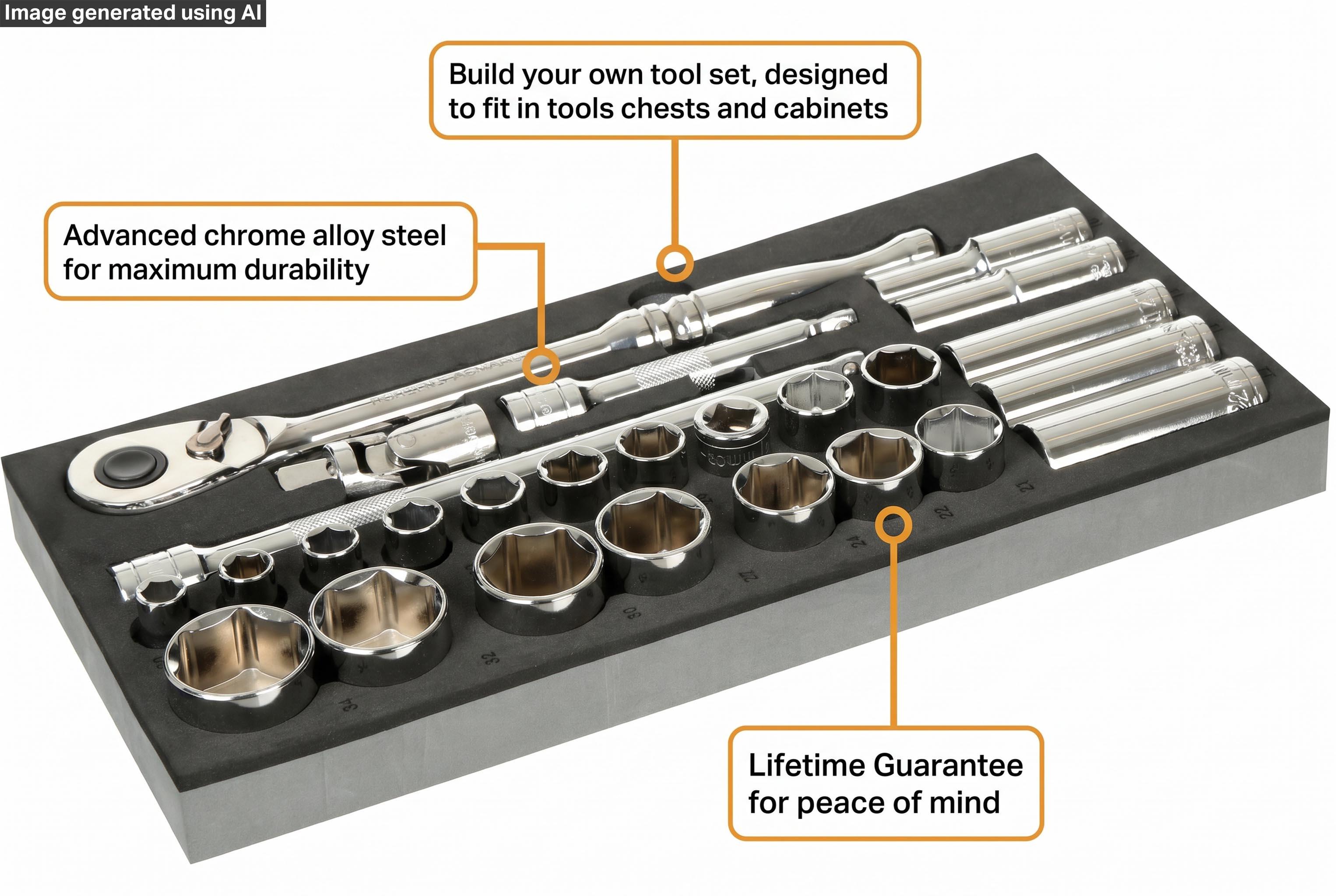 Halfords Advanced 26 Piece 1/2" Socket Set Modular Tray