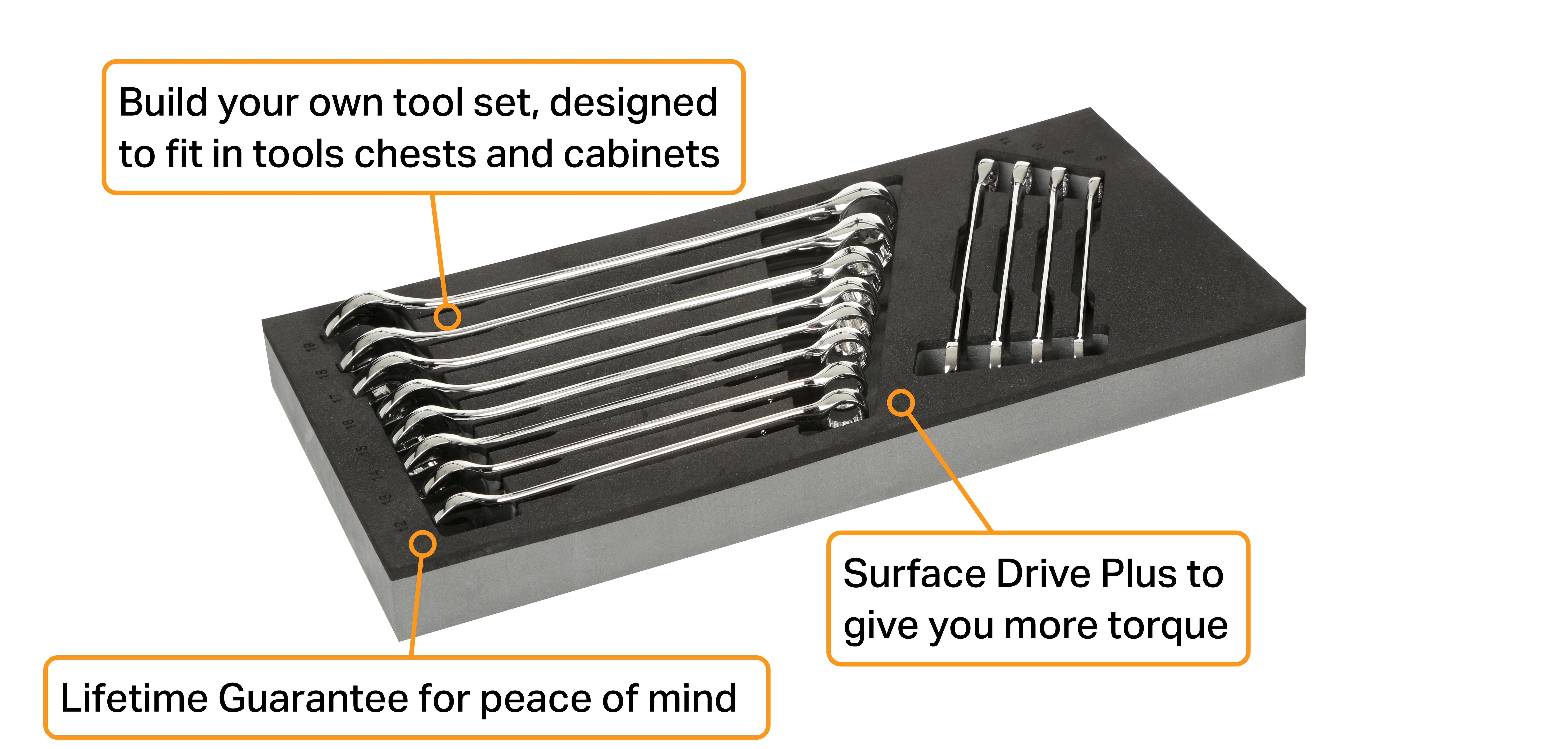Halfords Advanced 12 Piece Combination Spanner Set Modular Tray