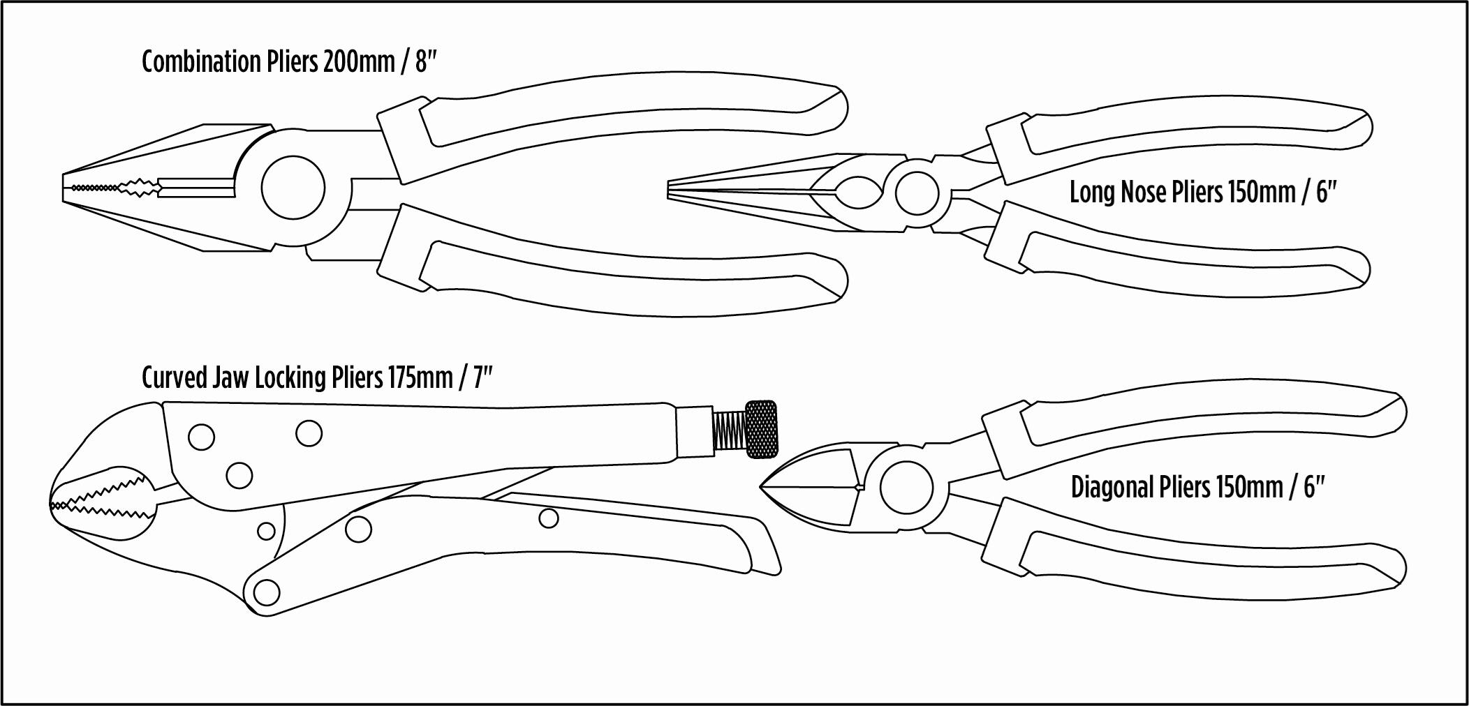 Halfords Advanced 4 Piece Plier Set Modular Tray