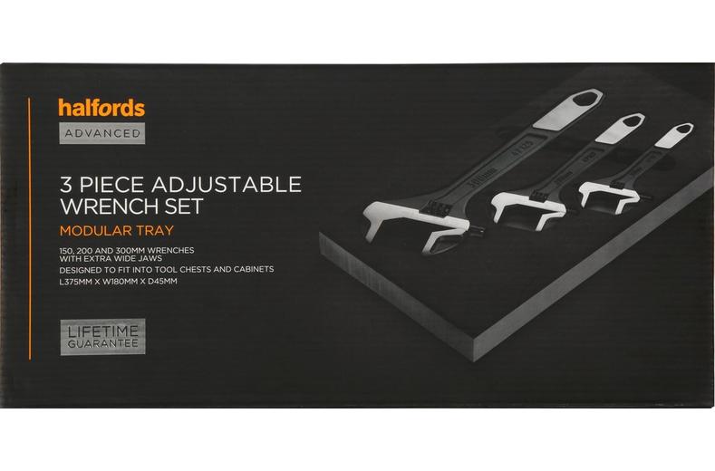Halfords Advanced 3 Piece Adjustable Wrench Set Modular Tray Halfords Advanced 3 Piece Adjustable Wrench Set Modular Tray
