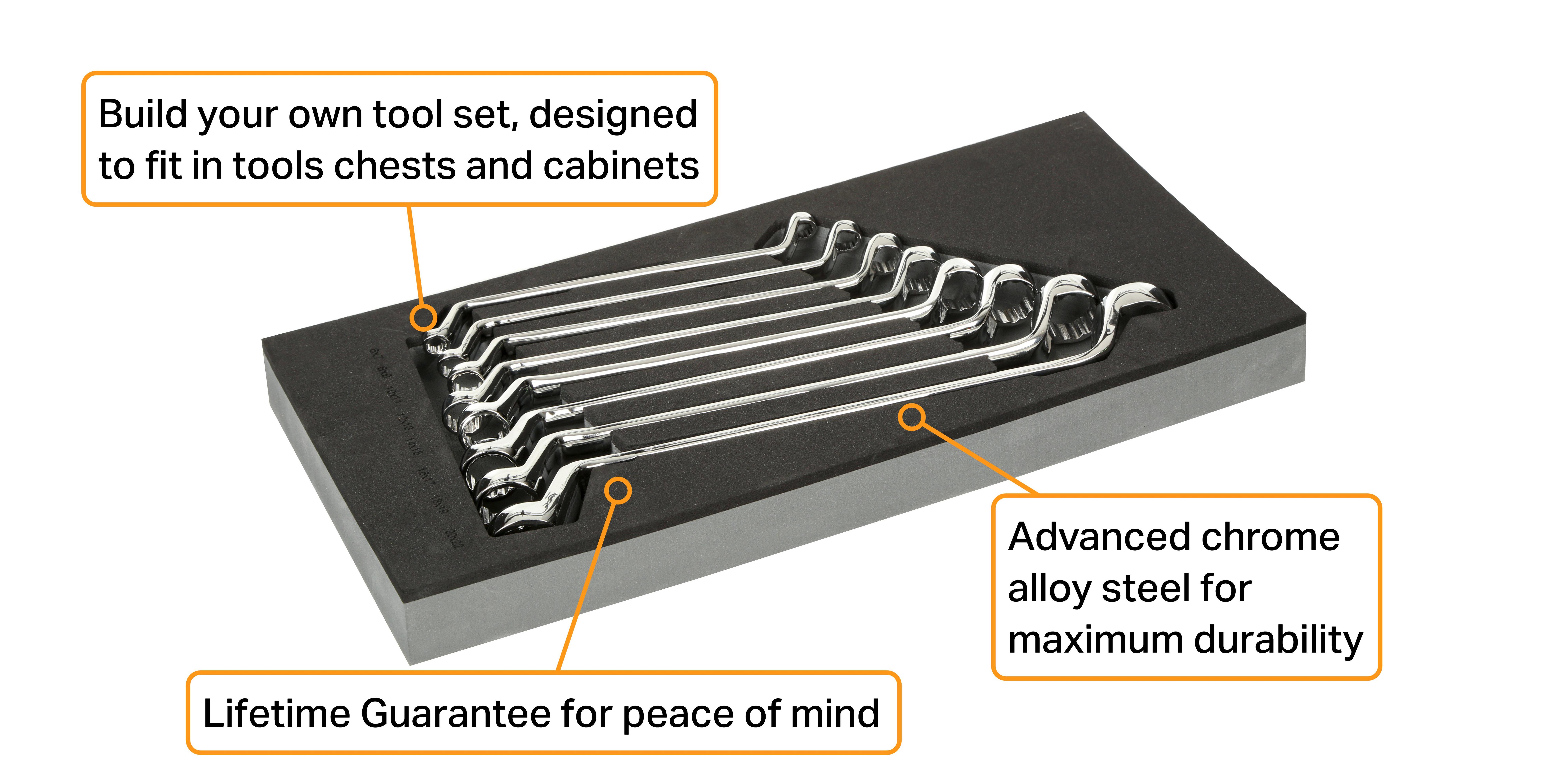 Halfords Advanced 8 Piece Offset Spanner Set Modular Tray
