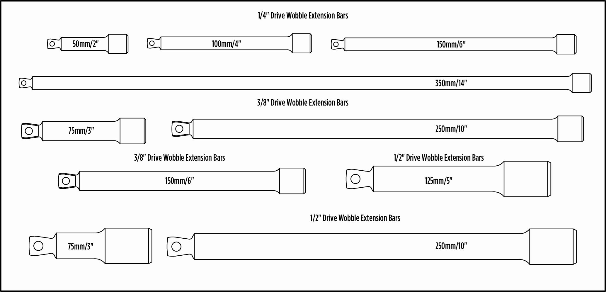 Halfords Advanced 10 Piece Extension Bar Set Modular Tray