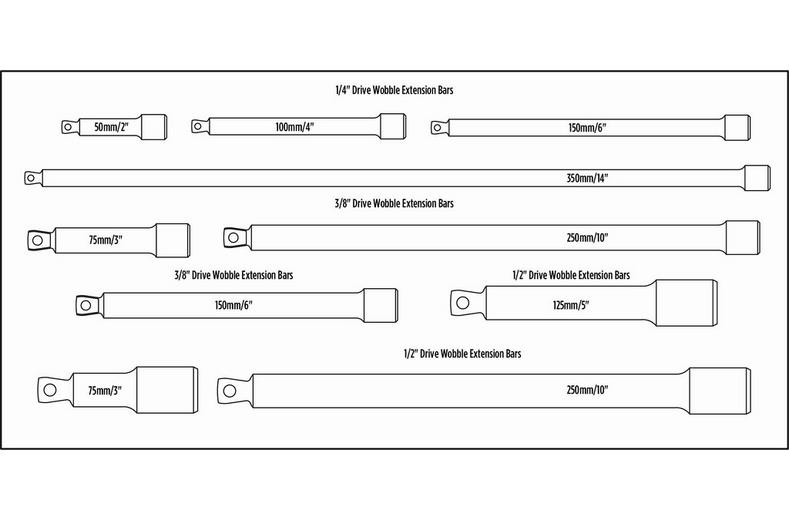 Halfords Advanced 10 Piece Extension Bar Set Modular Tray Halfords Advanced 10 Piece Extension Bar Set Modular Tray