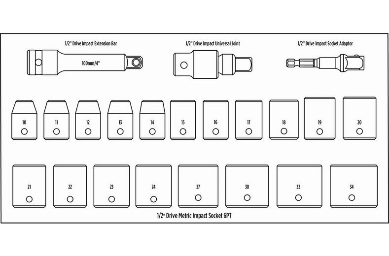Halfords Advanced 22 Piece 1/2" Impact Socket Set Modular Tray Halfords Advanced 22 Piece 1/2" Impact Socket Set Modular Tray
