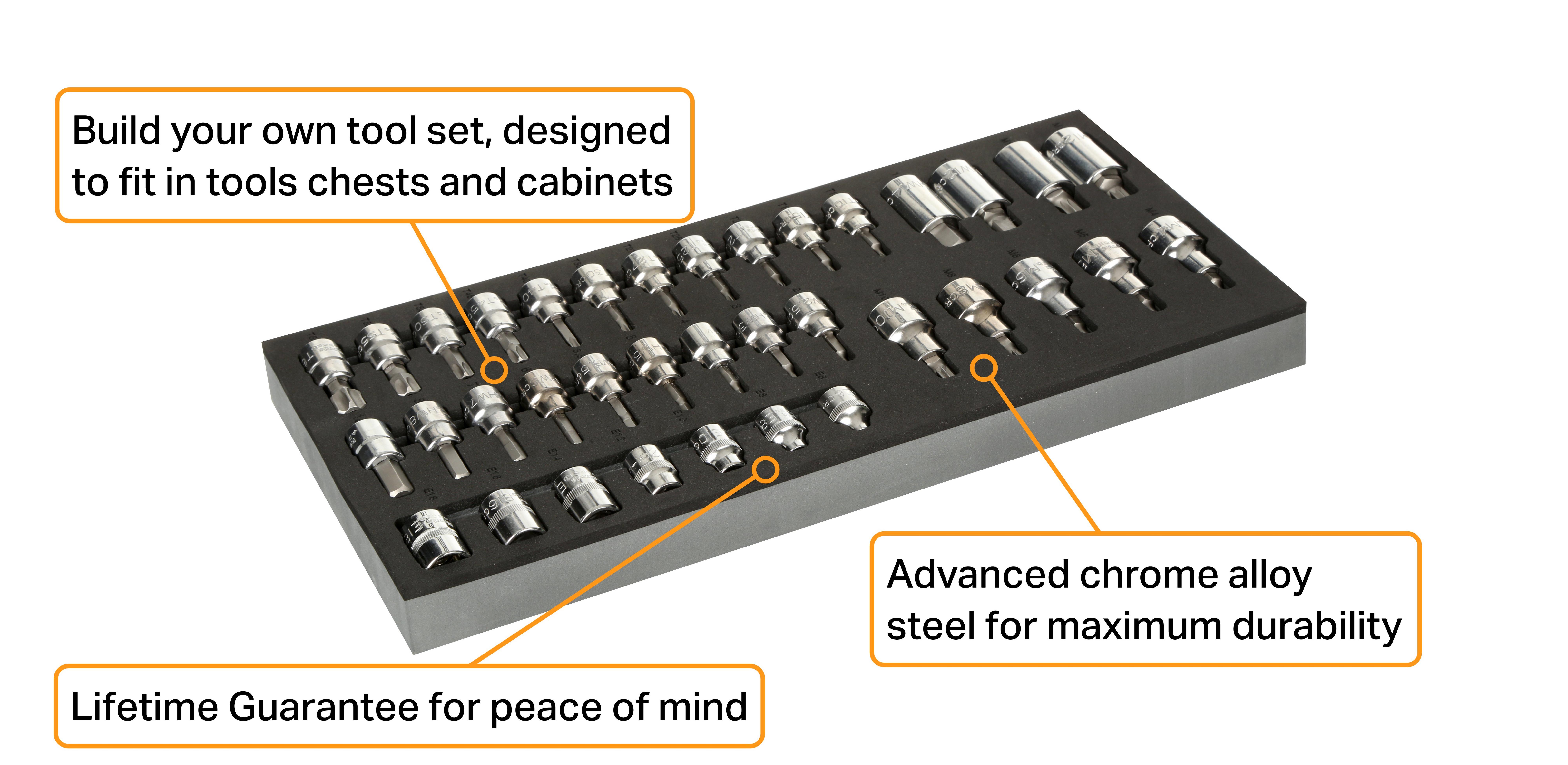 Halfords Advanced 36 Piece Bit Socket Set Modular Tray