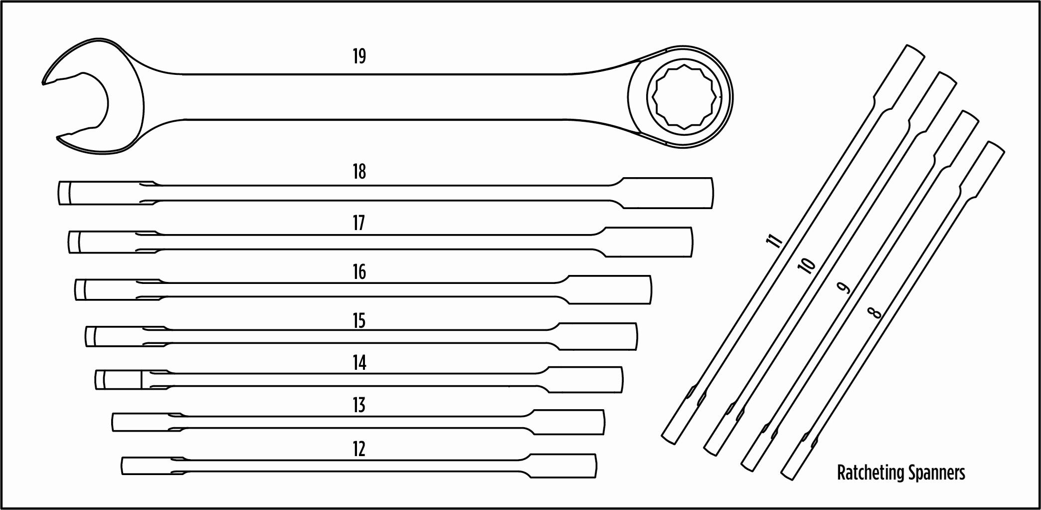 Halfords Advanced 12 Piece Ratchet Spanner Set Modular Tray