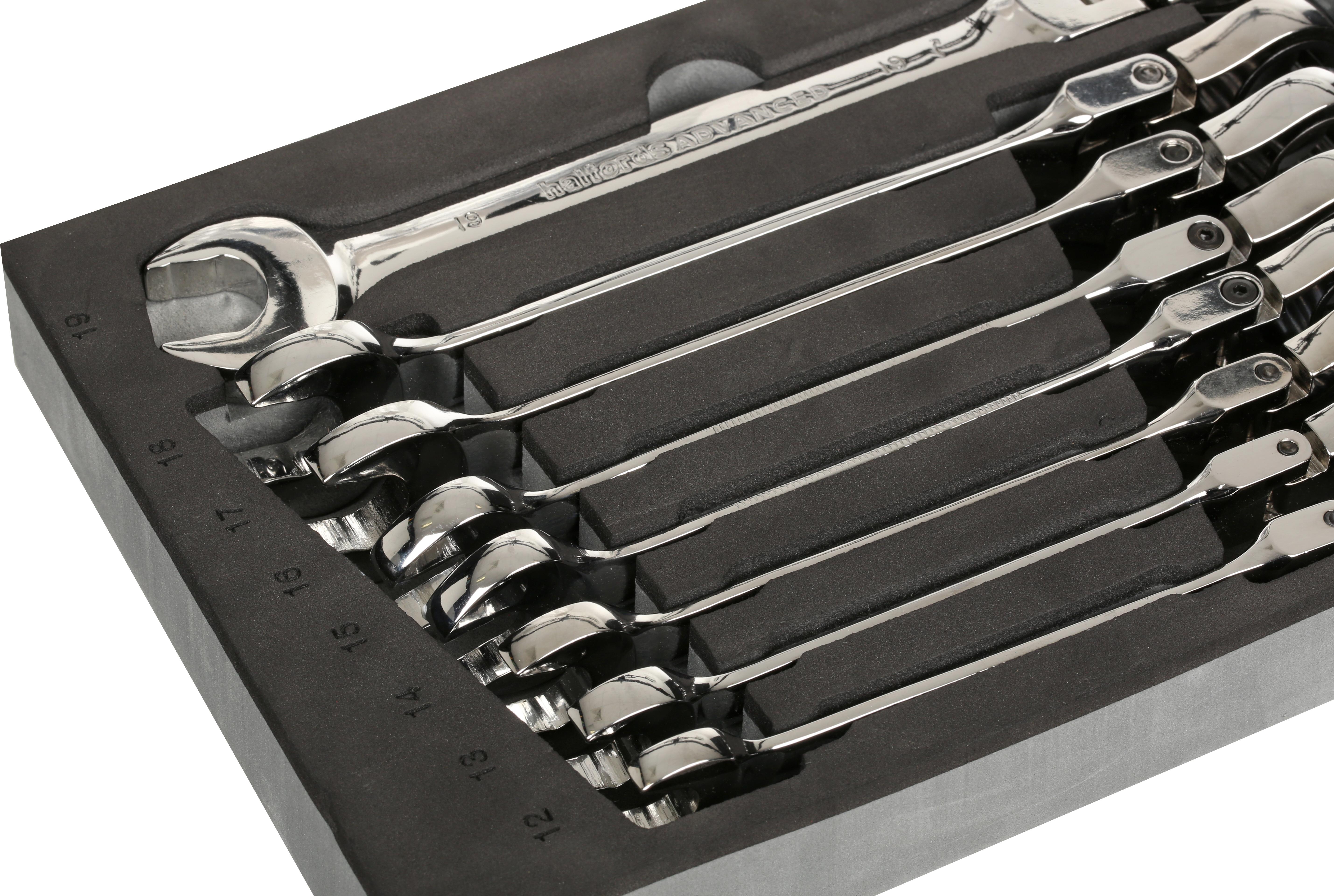 Halfords Advanced 12 Piece Flexhead Ratchet Spanner Set Modular Tray