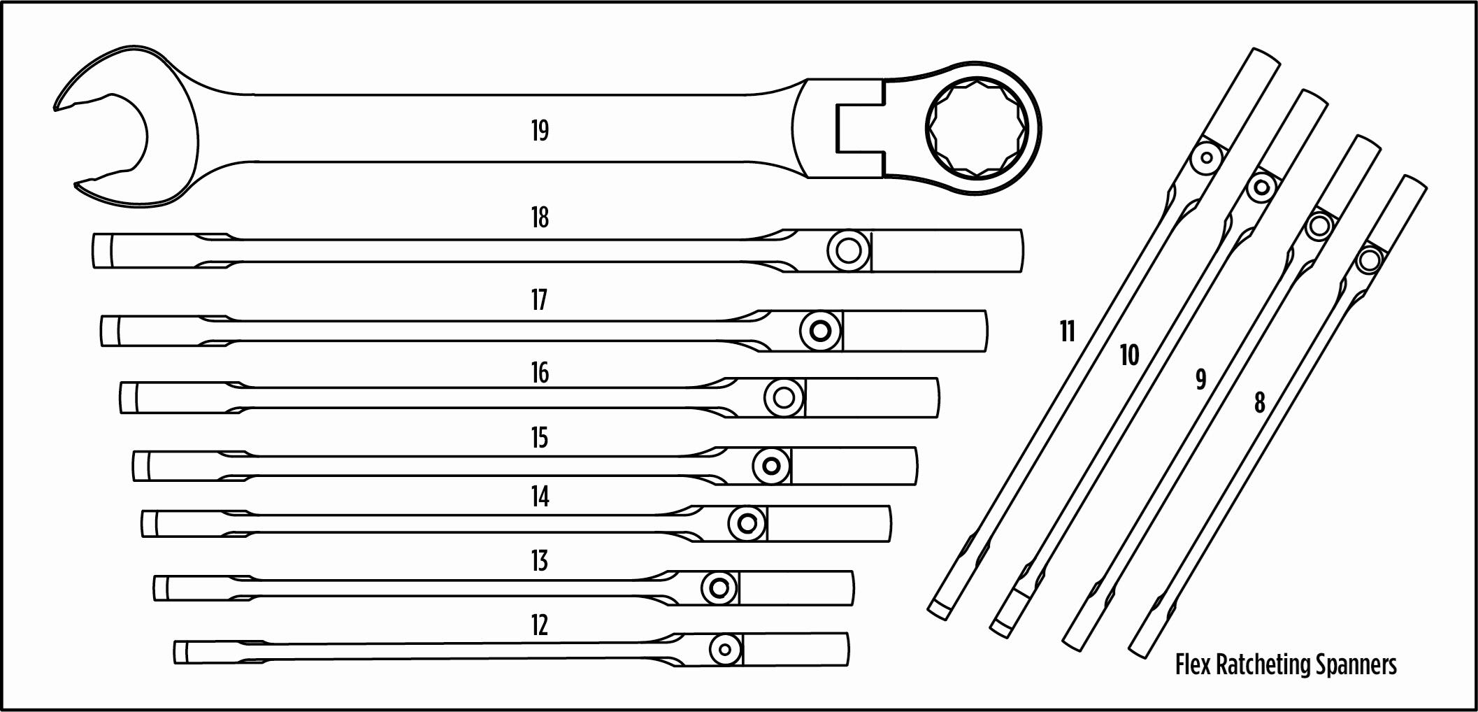 Halfords Advanced 12 Piece Flexhead Ratchet Spanner Set Modular Tray