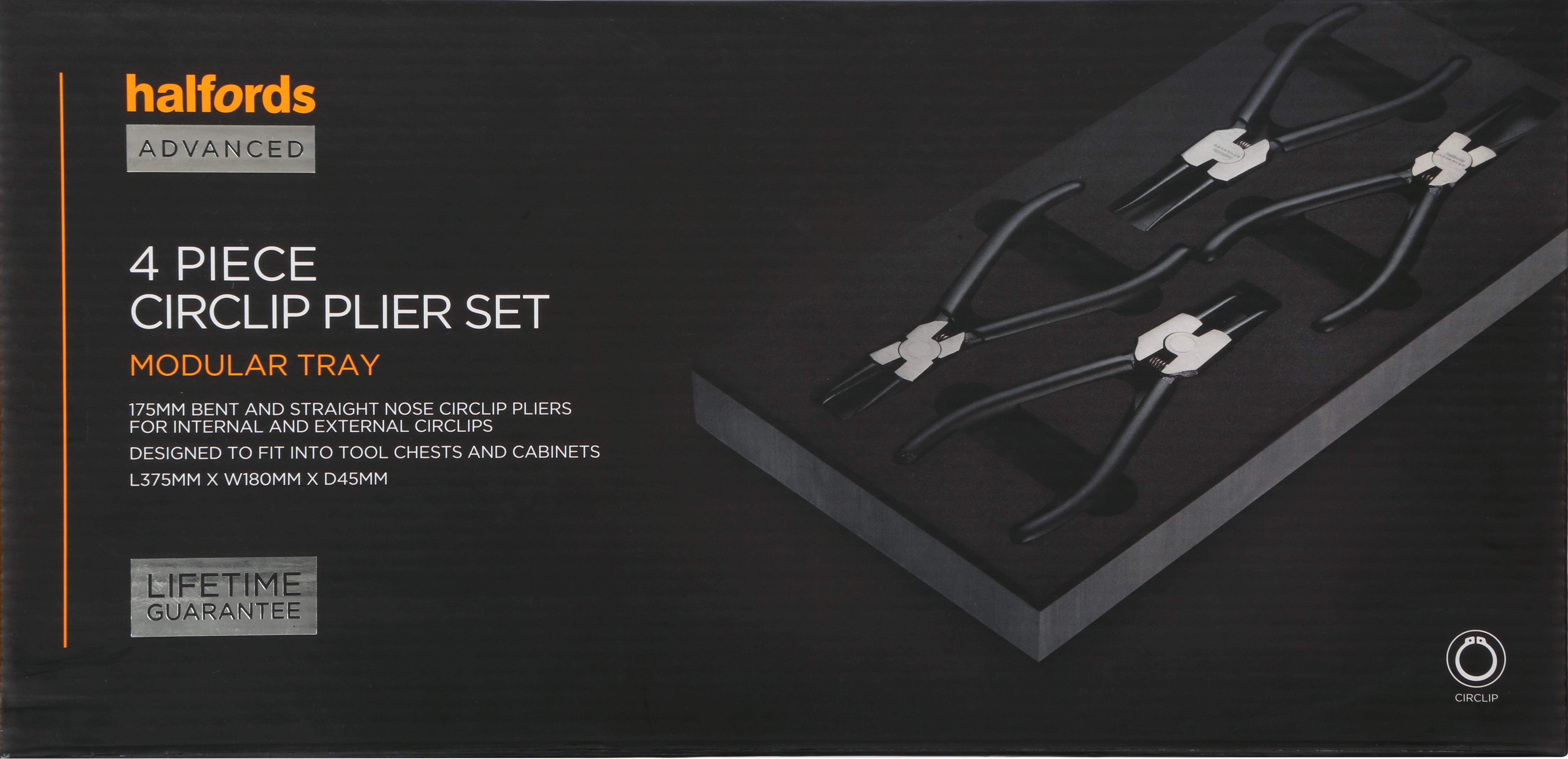 Halfords Advanced 4 Piece Circlip Plier Set Modular Tray