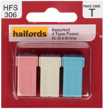 Halfords Assorted J Type Fuses 20,25 & 30 AMP (FUSE218) Halfords Assorted J Type Fuses 20,25 & 30 AMP (FUSE218)