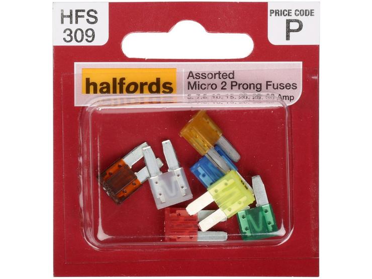 Halfords 2 Micro Prong Fuses- 5-7. 5-10-15-20-25-30AMP