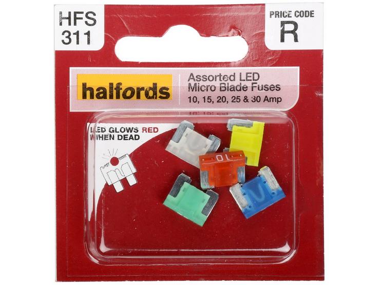Halfords  Assorted LED Micro Fuses 10-15-20-25-30AMP