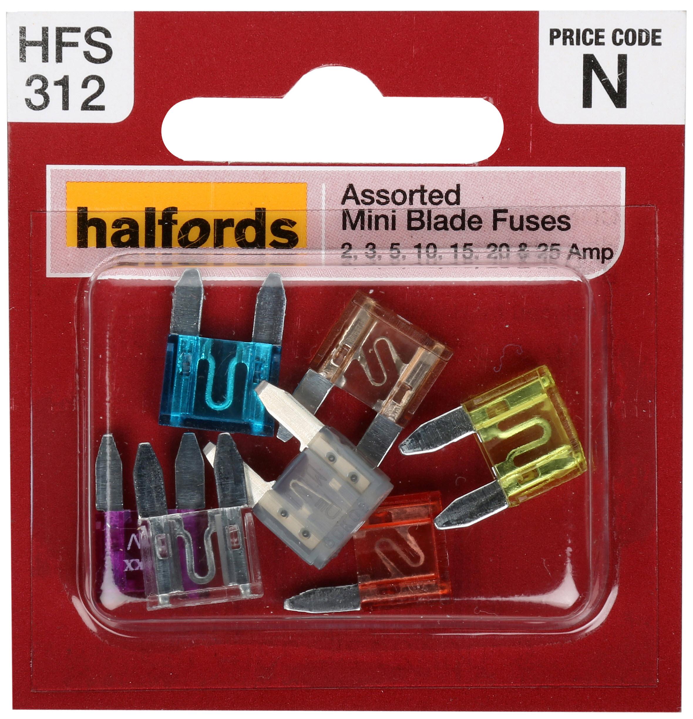Halfords Assorted Mini Blade Fuses 3-5-10-15-20-25 Amp