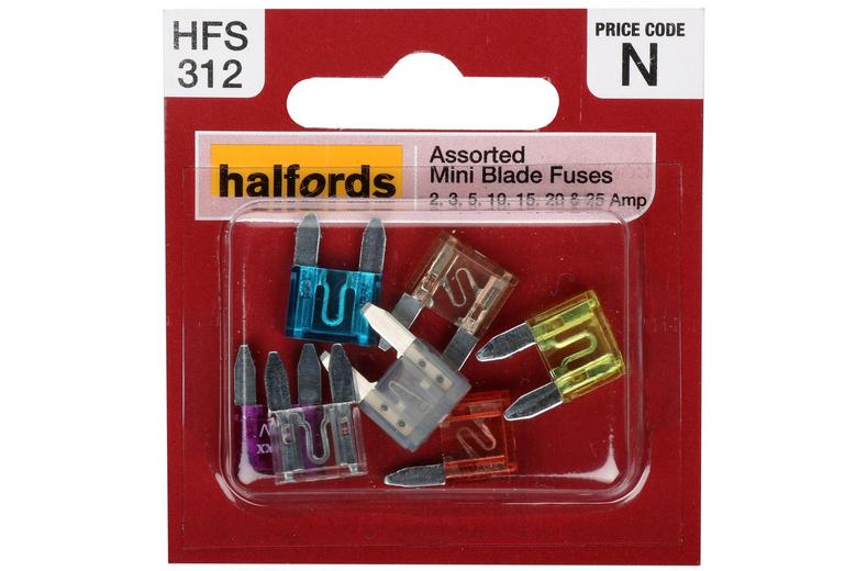 Halfords Assorted Mini Blade Fuses 3-5-10-15-20-25 AMP Halfords Assorted Mini Blade Fuses 3-5-10-15-20-25 AMP