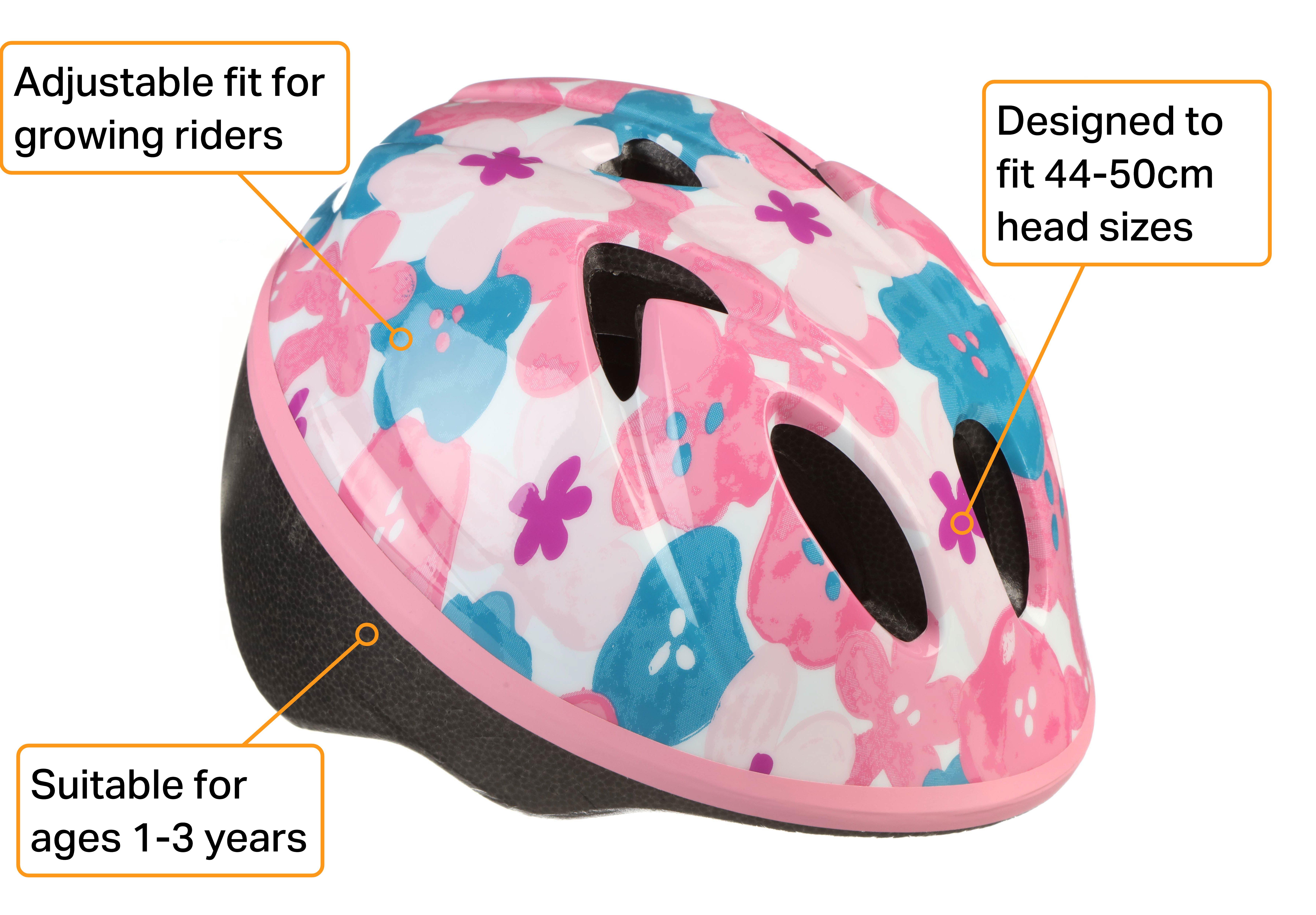 Halfords Pink Floral Toddler Helmet, 44 - 50 cm