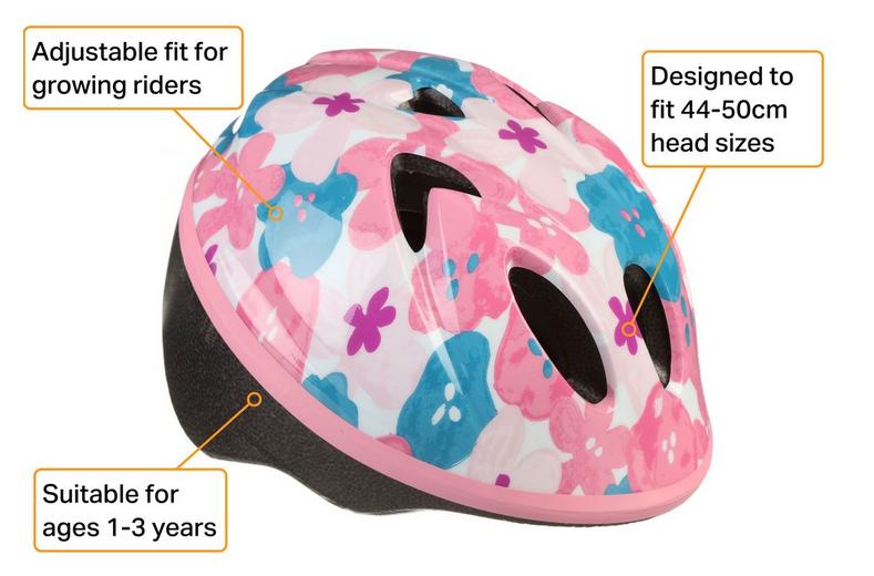 Halfords Pink Floral Toddler Helmet, 44 - 50 cm Halfords Pink Floral Toddler Helmet, 44 - 50 cm