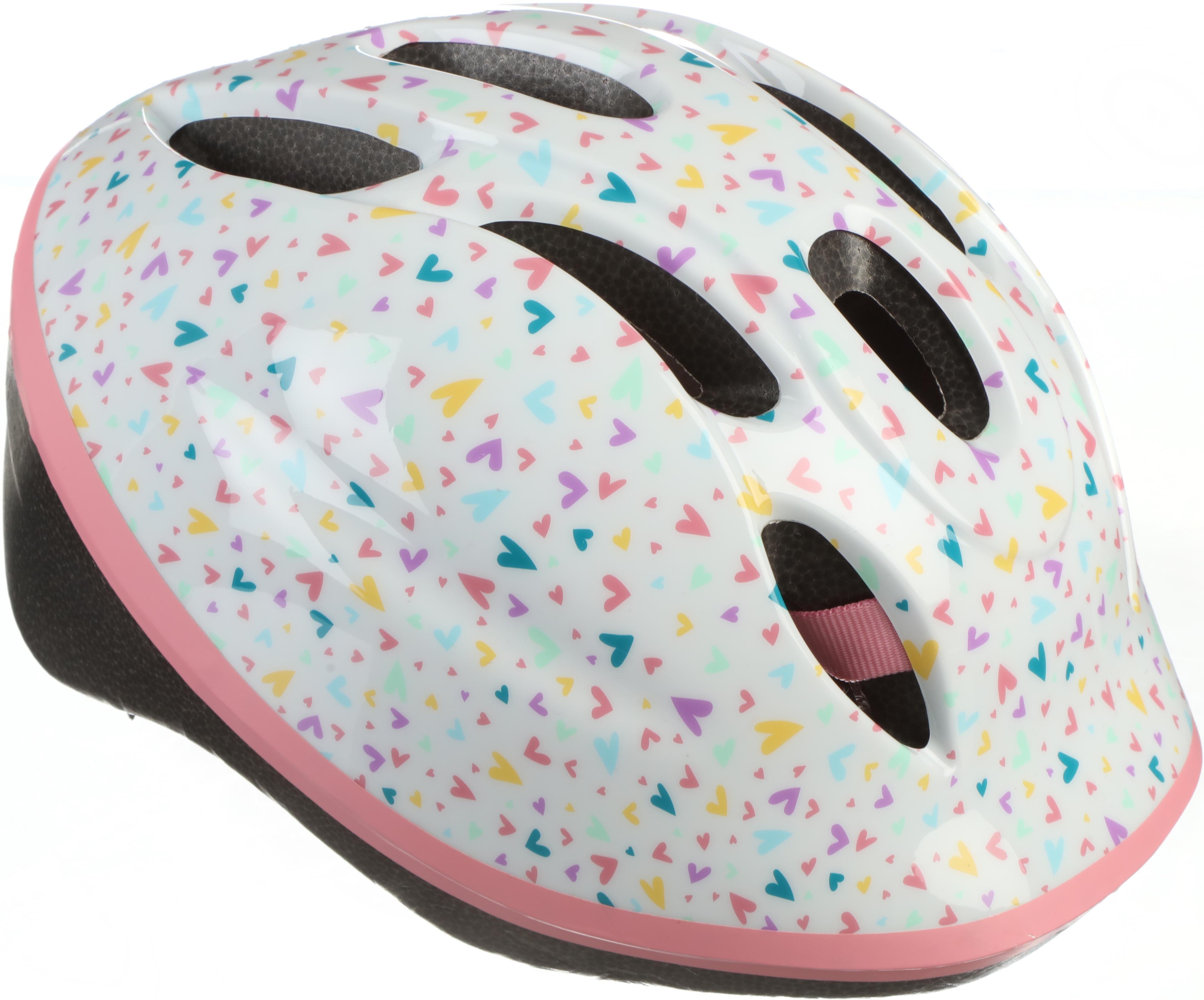 Halfords Multi Colour Hearts Kids Helmet, 46 - 54 cm