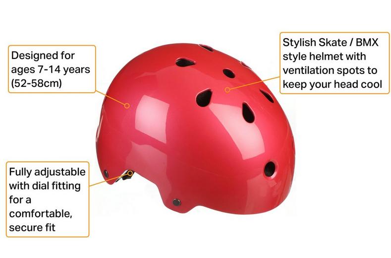 Halfords Cerise Pink Kids Skate Helmet, 52 - 58 cm Halfords Cerise Pink Kids Skate Helmet, 52 - 58 cm