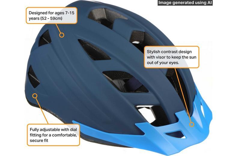 Halfords Blue Contrast Junior Helmet, 52 - 59 cm Halfords Blue Contrast Junior Helmet, 52 - 59 cm