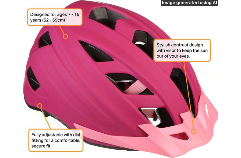 Halfords Pink Contrast Junior Helmet, 52 - 59 cm Halfords Pink Contrast Junior Helmet, 52 - 59 cm