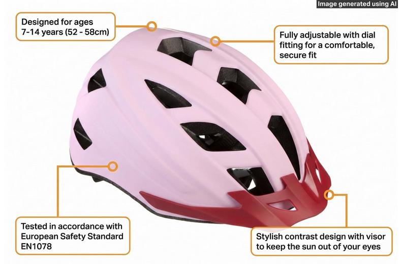 Halfords Lilac Contrast Junior Helmet, 52 - 59 cm Halfords Lilac Contrast Junior Helmet, 52 - 59 cm