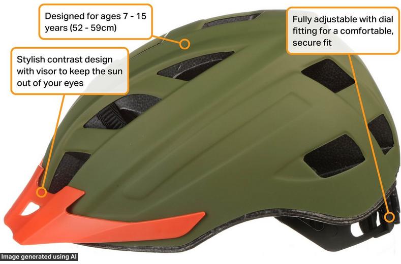 Halfords Khaki Contrast Junior Helmet, 52 - 59 cm Halfords Khaki Contrast Junior Helmet, 52 - 59 cm