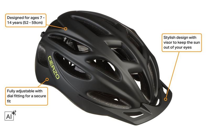 Halfords Black Cierzo Junior Helmet, 52 - 58 cm Halfords Black Cierzo Junior Helmet, 52 - 58 cm