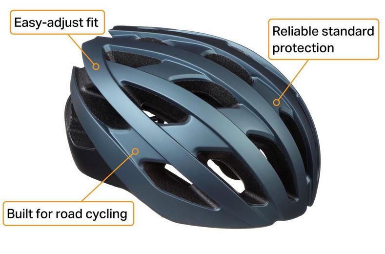 Halfords Road Cycle Helmet, Medium - Blue/Black Halfords Road Cycle Helmet, Medium - Blue/Black